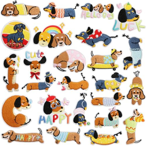 Bofanze 25 Stück Hunde Patches Kleine Bügelbilder aufnäher zum aufbügelns | Mini, Hundemotive, niedlich, verschiedene Modelle, zum Selbermachen, praktisch, Nähen