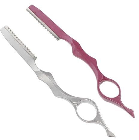 IWOWHERO 2 Stück Teiliges Haarschneide rasiermesser Set aus Edelstahl Ergonomisch Präzises Haar dünnen und Styling Langlebig Geeignet für Friseure und Heimgebrauch Rosa und Silberfarben