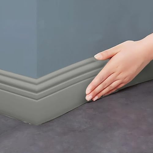 Flexible Skirting Board Trim Self Adhesive Skirting Board 10cm H x 5m L Baseboard Trim,Paintable Baseboard Trim | Peel and Stick Self-Adhesive Design | Caulk and Trim Strips for Floors
