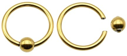 2-pack 18K guld PVD 316L kirurgisk stål fängslande pärlring, våractionbollar, stor kroppspiercing för septumringar näsring helix BCR PA smycken örexpander, 0,48 tum 00G 2G 4G 6G 8G 10G, 12G 10G 8G 6G