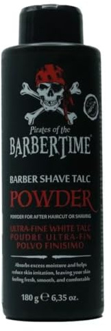 BARBERTIME Barber Shave Talc Powder 180g | Nackenpuder & Talkumpuder für Rasur | Beruhigt die Haut, absorbiert Feuchtigkeit & hinterlässt ein sauberes Hautgefühl | Barbershop-Qualität (1x 180g)