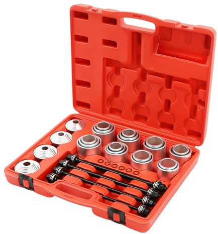 aefxNika Juego de herramientas para intercambiar manguitos de goma, 28 piezas, juego de prensa y extractor para cojinetes de rueda, casquillos de goma y rodamientos de eje en coches, con maletín de