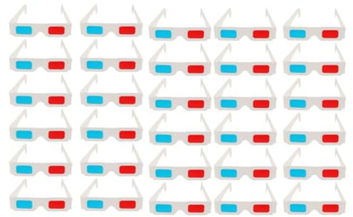Occhiali 3D in Cartone Anaglifi di Colore Chiaro, Set da 30 Pezzi | Leggeri e Portatili, Esperienza Visiva Spettacolare, per Adulti e Ragazzo Ragazza, Uso Singolo