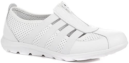 Pavers Women's Breathable Mesh Fashion Trainers in White - Zip Fastening and Stretchy Strap - Perfect for Light Activities and Walking - UK 6 / EU 39