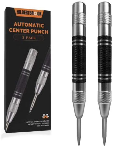 Automatic Center Punch 5 Inch Spring Loaded Center Punch Adjustable Tension Punch Tool for Metal Wood Glass Plastic 2 Pack