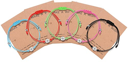 Milacolato 5 Bracciale BFF Braccialetti Amicizia Kidult Donna Ragazze, Fatto a Mano Girasole Croce Ojo Turco Braccialetti Regolabile Regalo Migliore Amica Gioielli con Carta dei Desideri Bussola