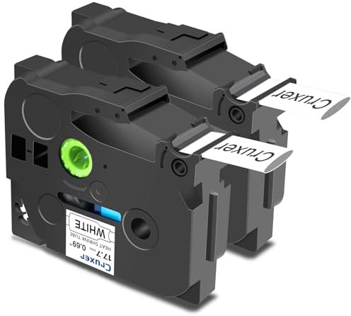 Cruxer 2er-Packung Kompatibel für Brother P-touch HSE-241 Schrumpfschlauch Schriftband，Schwarz auf Weiß Etikettenband 0,69'' 17.7mm x 1.5m Schriftband Ersatz für PT-E300 PT-P750W PT-D450