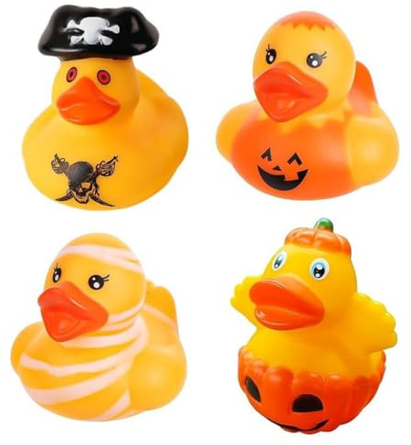 EIHI 4 Piezas Patitos de Goma Baño, Coloridos Patos de Goma Bañera Bebe Flotar Patos de Baño Bonitos Juguetes de Pato dePato de goma con temática de Halloween,B