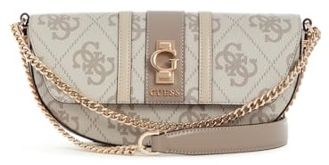 GUESS borsa a tracolla Erenia Convertible Crossbody Flap Dark Taupe Logo bianco