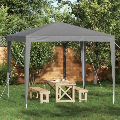 Mokuyary Tenda da festa 250 x 250 x 240 cm, grigio chiaro PE e acciaio tenda di ricezione, gazebo per campeggio, eventi, terrazze e festival