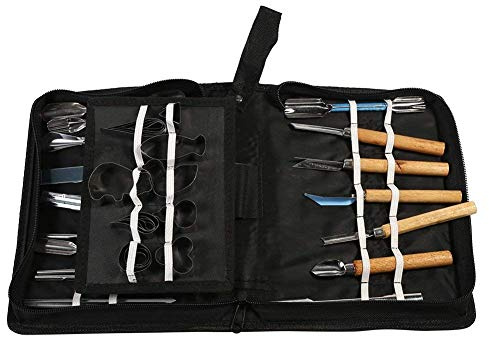 Yosoo 01033 - Carving Set di 46 Utensili Decora Verdure Frutte Alimenti, Muffa della Torta, Acciaio al Cromo, per Cuochi Professionisti