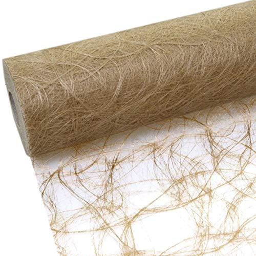Sizoweb Tischband - 25 Meter Rolle + 100 Deko Sterne in Silber Gratis (30cm Breite, Dunkelgold)