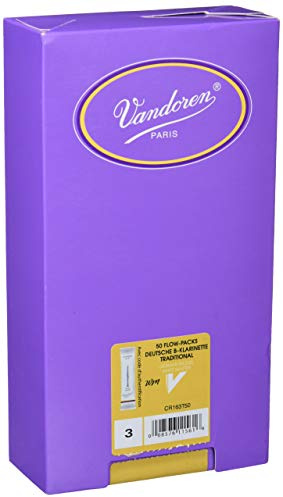 Vandoren CR163T/50 Master Traditional Klarinetten Blätter – 50 Einheiten, Stärke 3 Weiß