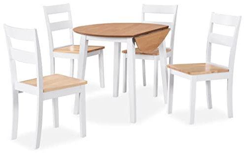 vidaXL Matgrupp 5 delar MDF och gummiträ vit