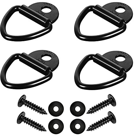 JCHL Cargo Tie-Down Anchors, 4PCS 2 Black Steel V-Ring Bolt On Trailer Cargo Rope Bolt on Surface Mounting Clip Truck Load Anchor Point Lashing Ring for Trailers Trucks Warehouses