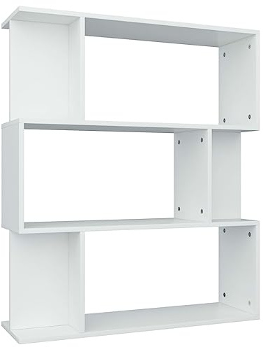 vidaXL Estantería Librería Separador Ambientes Estante Libros Divisor Espacios 3 Niveles 6 Cubos Modulares Grandes y Pequeños Contrachapada Blanco