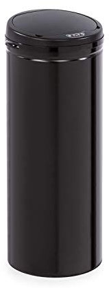 KLARSTEIN Cleanton Sensor - Pattumiera, Cestino Differenziata, 50 L, Rotondo, Apertura e Chiusura Automatica, Porta Sacco Rifiuti, Coperchio in Plastica ABS, Secchio in Acciaio Inox, Nero