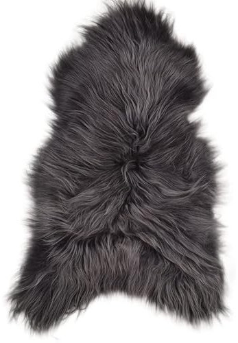 generisch LAMMFELL DUNKEL GRAU ANTHRAZIT LANGWOLLIG ca. 110 x 60 cm ECHTES ÖKO Island SCHAFFELL GRAU GEFÄRBT