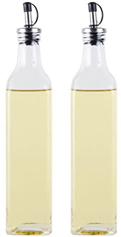 ORNAMI Set of 2, Glass Olive Oil Dispenser and Vinegar Cruet Bottle (500ml) x2