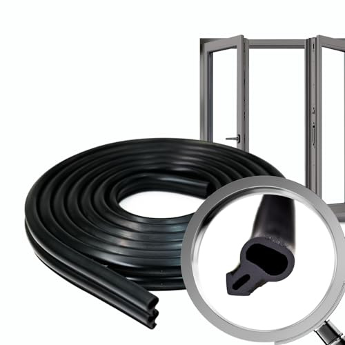 Gummiprofil für PVC-und Aluminiumfenster S-232 | Abdichtung von Glas für Innen- und Außenfenster, Isolierung und Dichtheit | Kompatibel mit Panamá Fenstern | Profil 5mm | 20 Meter (2 Rollen à 10 m)