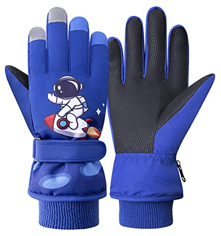 TOKYMOON Kinder Skihandschuhe Snowboard Handschuhe Schneehandschuhe wasserdichte Und Winddichte Winter Handschuhe Anti-Rutsch Plüsch Gefüttert Warm Handschuhe für Mädchen Jungen