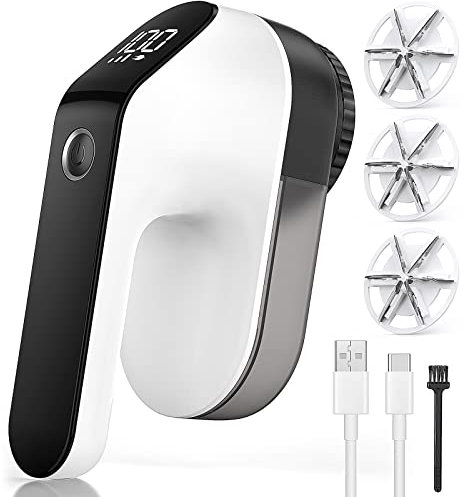 Coovee Rasoio elettrico, con indicatori LED USB Ricaricabile Rimozione pelucchi regolabile a 3 velocità, Rimozione pelucchi compatto portatile Nero