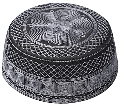 NICEYEA Männlicher Muslimischer Gebetshut mit Stickerei Türkei Skull Cap Prayer Namaz Beanie Moslem Herren Kopf Mütze Ägyptische Türkisch Arabisch Islamische Hijab Islam Mann Stickerei Hut