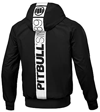 PITBULL - Jacken Herren mit Kapuze, Winddichte Herren Jacke Übergang Athletic Hilltop, Bequeme Seitliche Taschen mit Reißverschluss, Herren Jacken Übergang Perfekt für Outdoor - L, Schwarz