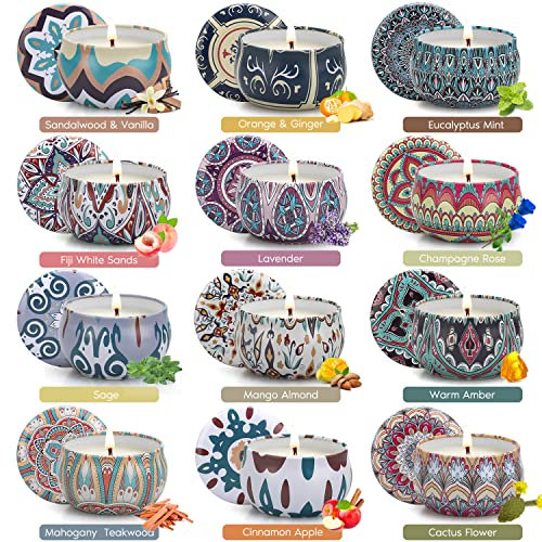 Duftkerzen Set,Duftkerzen Geschenkset für Frauen, 12 Stück Natürliches Sojawachs Aromatherapie Groß Kerzen, 240 Stunden Brenndauer,für Muttertag,Jahrestag,Geschenke Valentinstag