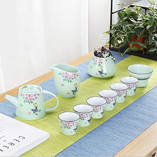JUNNIU Juego de té, Juego de té de Seda, Juego de Regalo de Negocios de Alta Gama, Juego de té Completo, Juego de té de Porcelana Blanca Dehua, Juego de té (Color : C) (A) (B) Decoration