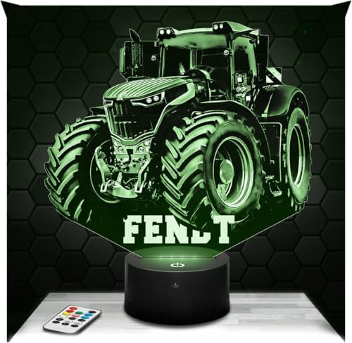 Lampephoto.fr - Lampe Fend Traktor 3D Nachtlicht Landwirt | Made in France, Sockel wählbar, dimmbar, Batterie/USB, HD-Lasergravur, Geschenk für Landwirte