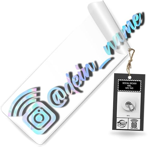 Instagram Wunschname Aufkleber | Hologramm | NFC Scan | Oilslick | Social Media Sticker | 1 Stück