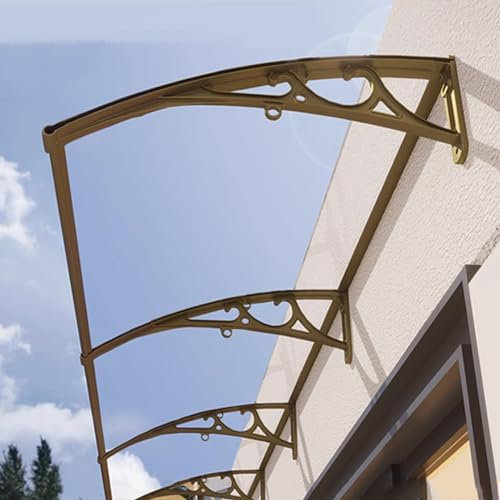 Vordach für Haustür,Transparentes Pultbogenvordach,Pultvordach,Vordach für Eingangstür,Haustürdach Überdachung Türdach aus Aluminium und Polycarbonat,60/80/100/120/150cm (60x350cm/24 x138)