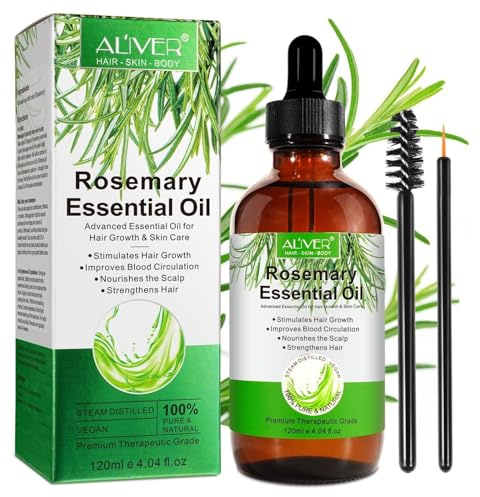 Bio Rosmarinöl 120ml | Rosemary Essential Oil für Haarwachstum & Hautpflege | Kaltgepresst | stärkt das Haar und stimuliert das Haarwachstum | Auch für Wimpern und Augenbrauen | (120ml)