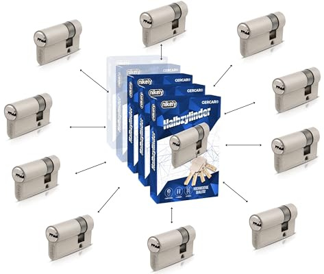GERCAR Pro Gleichschließend 10x Halbzylinder 30/10 Set 10x Garagentor Profil-Halbzylinder inkl. 50 Schlüssel - 40 mm Garagentorschloss 10er Zylinder - Länge: 40mm, A:30 B:10 - Schließsystem