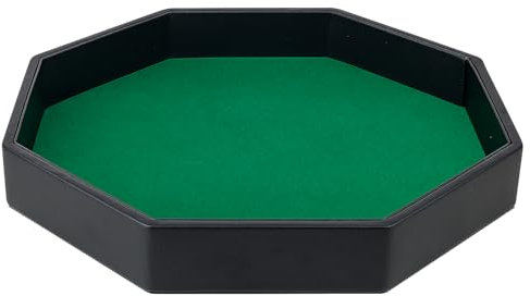 Gesserit Würfelbrett mit Filzunterlage, grünes Filz gefüttertes PU-Leder-Oktogon-Würfeltablett für Dungeon-Crawler-Spiele