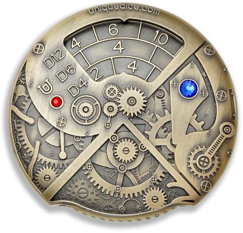 Roulette Würfel von uniquedice.com 7 in 1 DND Würfelset TRPG RPG Steampunk Thema Tischspiele (Antikmessing)