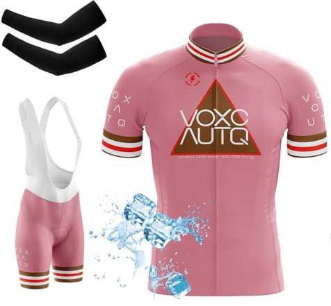 Conjunto Ropa Ciclismo Hombre Maillot Bici MTB Verano,Traje Ciclista Manga Corta Camiseta,Conjunto Ciclismo Verano+Manguitos Ciclistas de protección Solar Ice Silk (XS,Typ-5)
