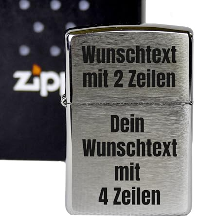 Edles Benzin-Sturmfeuerzeug mit individueller Gravur Persönliches Geschenk für Männer zu Weihnachten, Geburtstag oder Vatertag (Motiv 7)