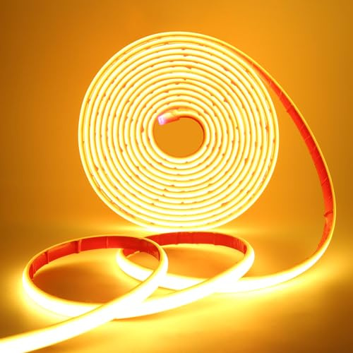 HEGEHE COB Neon LED Streifen, 12V 320LEDs/m Superhell Hohe Dichte IP68 Wasserdicht, Flex Selbstklebend Diffusion COB Neon LED Schlauch Lichtband Strip für Festival Party DIY Deko (Warmweiß, 4M)