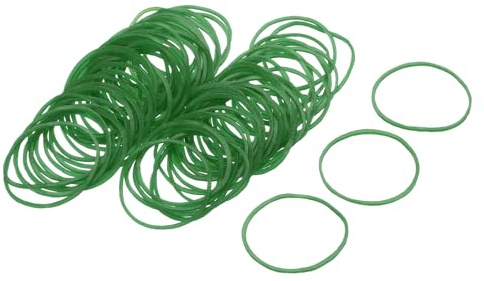 sourcing map 100 Pack Rubber Band Stretchable Rubber Elastic Band Green 25mm x 1mm Hair Rubber Bands for Home Office