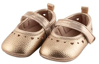 Sterntaler Baby Ballerine Cuore – Scarpe per Bambini in Ecopelle con Ricamo a Cuore e Chiusura in Velcro – Scarpe da Bambina con Suola Antiscivolo, Marrone Dorato, 18 EU