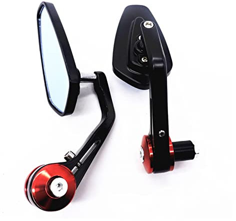 SIMICASE Motorradspiegel 1 Paar 7/8 22mm Motorrad Lenkerendenspiegel Rückspiegel Zubehör Rückspiegel Reflektierende Motorrad Rückspiegel Seite Rückspiegel(Rot)