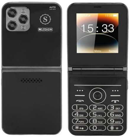 PUSOKEI Téléphone Portable à Clapet 2G, Téléphones Portables à Gros Boutons pour Personnes âgées, Téléphone Portable à Clapet avec écran 2,6,Caméra, Lampe de Poche LED, Son Clair et