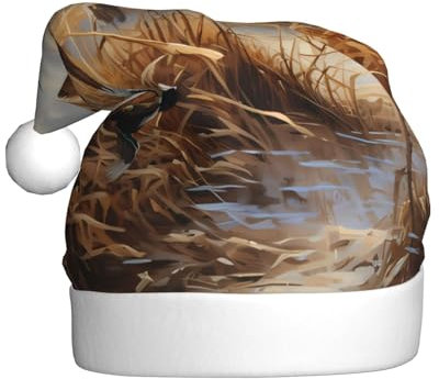 EVANEM Jagd fliegende wilde Enten Weihnachtsmütze, Erwachsene Unisex Weihnachtsmütze für Weihnachtsdekoration, Neujahrsfeiertage Partyzubehör