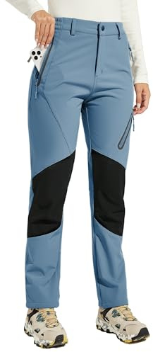 WILLIT Damen Schneehose Thermohose Gefüttert Wanderhose Fleece Wasserdicht Softshellhose Skihose Warm Trekkinghose Winter Outdoorthose Isoliert Kaltes Wetter
