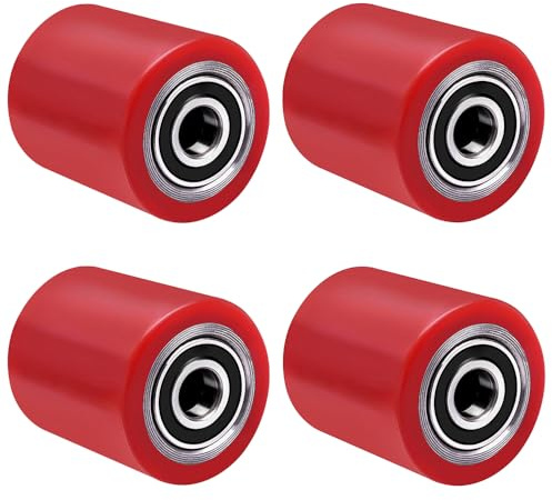 4 Stück Hubwagenrollen Polyurethan 80 x 100 mm, Achse 20 mm | inkl. Kugellager Rollen für Hubwagen Ersatzrollen, Max. Belastung 700 KG