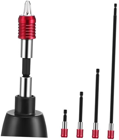 Veemoon 4pcs Extension Pole Kit Drill Bit Adapter Extension Rod Bit Holder for Impact Driver Threaded Rods for Tools