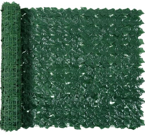 Jinwu Artificial Ivy Privacy Fence Screen, 39.4x118 inch Artificial Faux Ivy Hedge, Expandable Faux Privacy Fence with 80 pcs Zip Ties Decoration for Wall Screen, Outdoor Garden, Wedding Decor