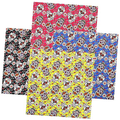 DIYEAH 4 Stück -Stoff Vintage-Steppdecke Fleecestoff DIY-Patchwork-Gunst Quadrate aus Zuckerstoff halloween dekostoff baumwollstoffe bettwäsche DIY-Stoff DIY-Material Baumwolle